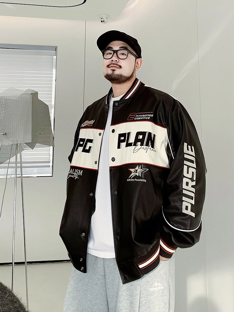 

VTOS Large Size Men's Faion Brand Motorcycle Jaet Loose Baseball Collar Outerwear Spring New Sle Polyester Fiber