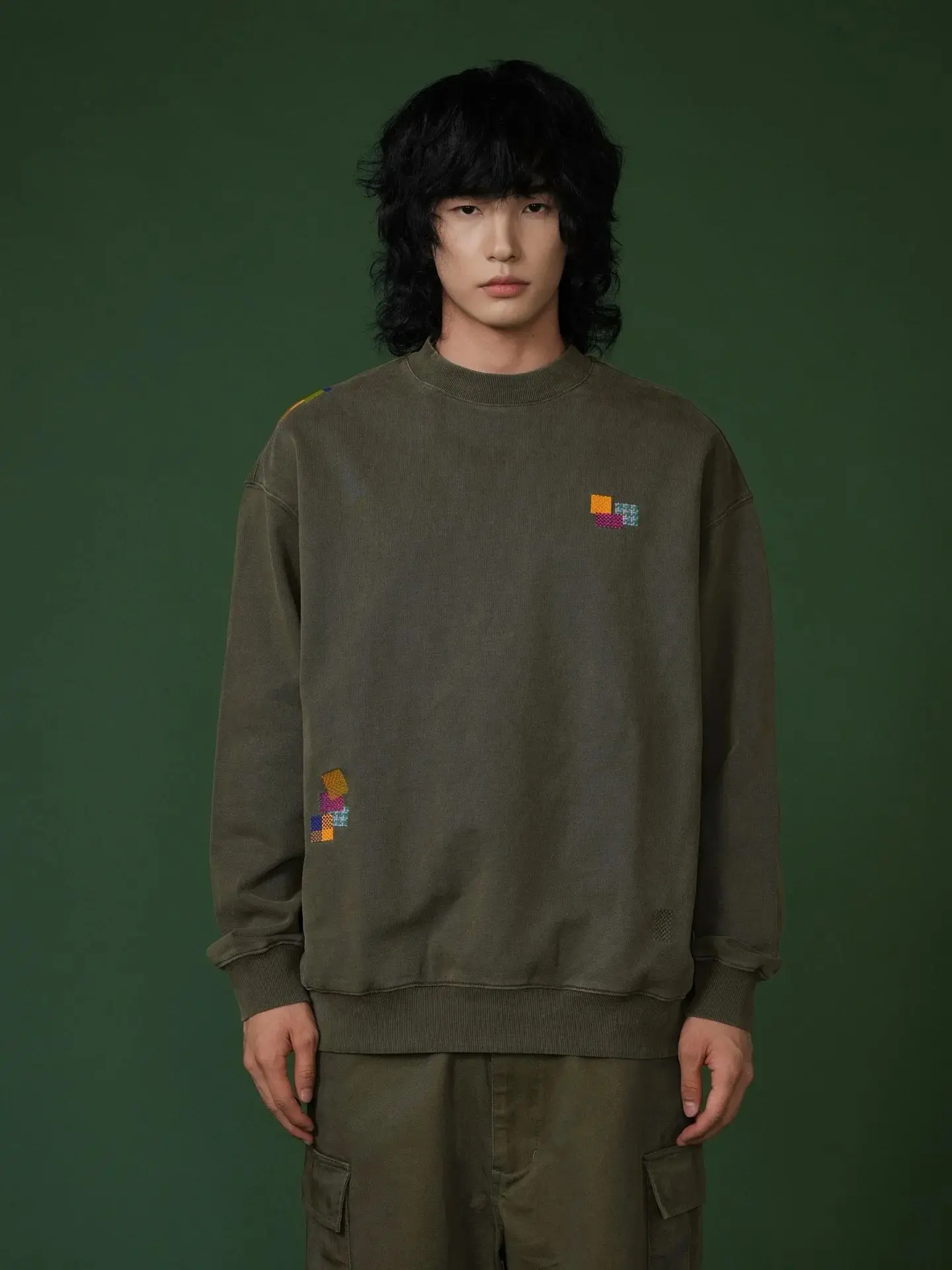 

Fall Japanese-style CityBoy print crewneck pullover men's lightweight pure cotton thick and loose base layer casualpullovershirt