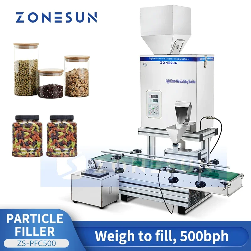 ZONESUN Automatic Digital Control Partical Filling Machine Granule Packing Machine Rice Nut Bean Packaging Equipment ZS-PFC500