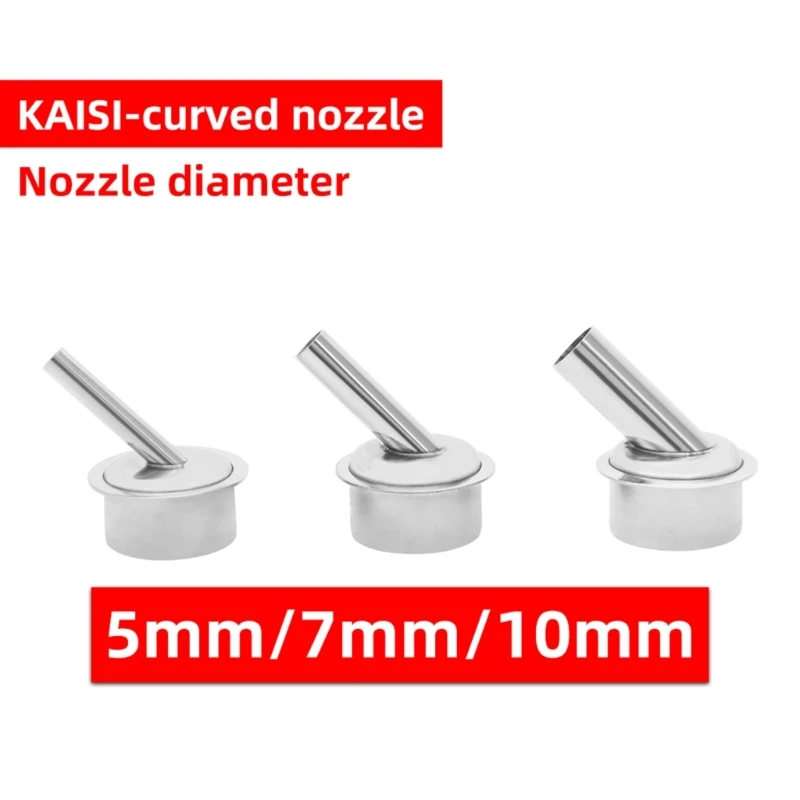 45 Degree Curved Nozzle 5mm/7mm/10mm Bent Angle Heat Nozzle For SUGON 8610DX/8620DX QUICK 861DW Hot Air Soldering Station