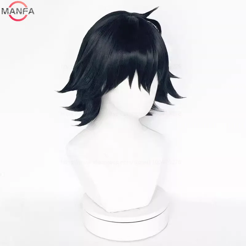 Ranpo Edogawa Cosplay Wig Cosplay Short Black Heat Resistant Hair Anime Cosplay Wigs + Wig Cap