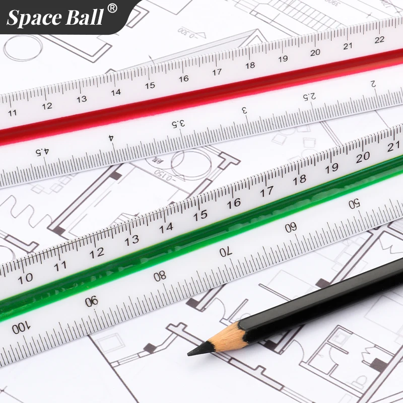 Space Ball Multi-functional Triangular Ruler Student Stationery 12.5/30cm Drafting Tool Scale Ruler Architect Technical Ruler