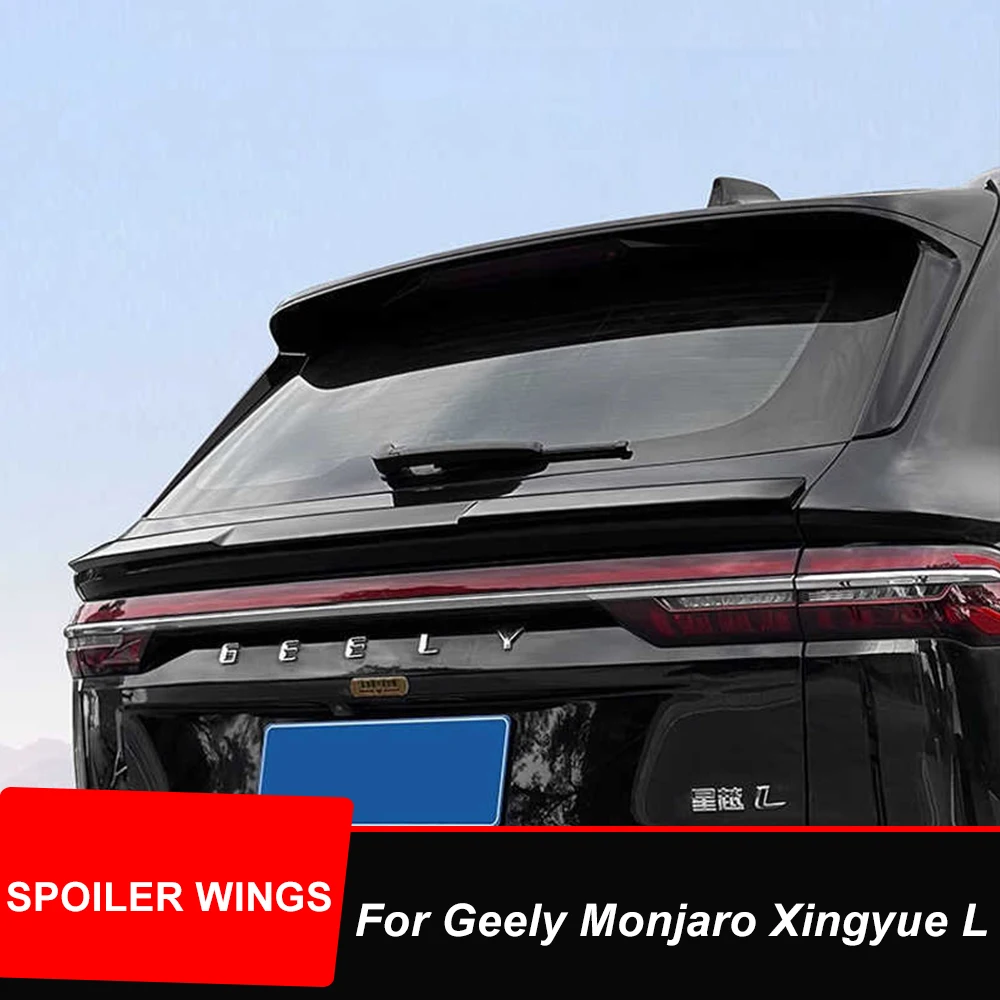 For Geely Monjaro 2021 2022 2023  Rear Middle Trunk Lid Car Spoiler Wing ABS Black Carbon Color Decoration Accessories Parts