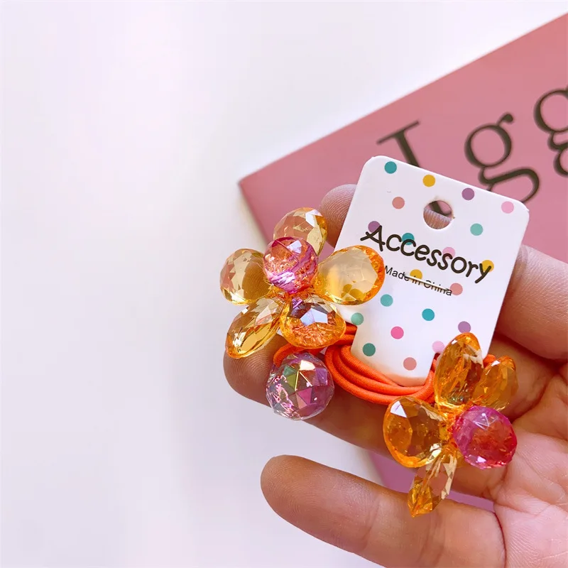 2 teile/satz süße haargummi mädchen Kopf Seil Blume Haar Gummibänder elastische Haarband Baby haarschmuck mädchen – Detail 8