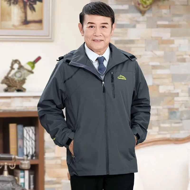 

Spring New Outdoor Hooded Waterproof Jacket Men Autumn Fashion Windbreak Coat Male Clothing Long Sleeves Outwear