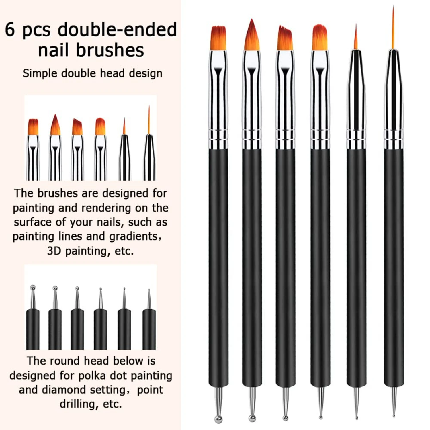 Description Picture 2 of itemBeauty Revolution Pro Nail Art Brushes Premium Quality Precision Brushes for Professional Results. Unlock Your Creative Potenti