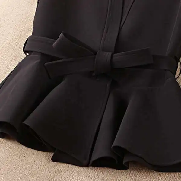 #5109 Black Blazer Waistcoat Women Belt Sleeveless Coat Female Slim Office Vest Woman V-neck Korean Style Vests Waistcoat Femme