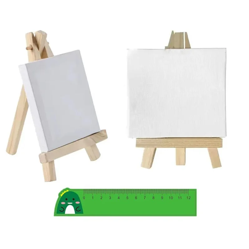 2 sets mini canvas paneel houten schildersezel schetsblok instellingen voor schilderij ambachten tekening decoratie cadeau kunstbenodigdheden