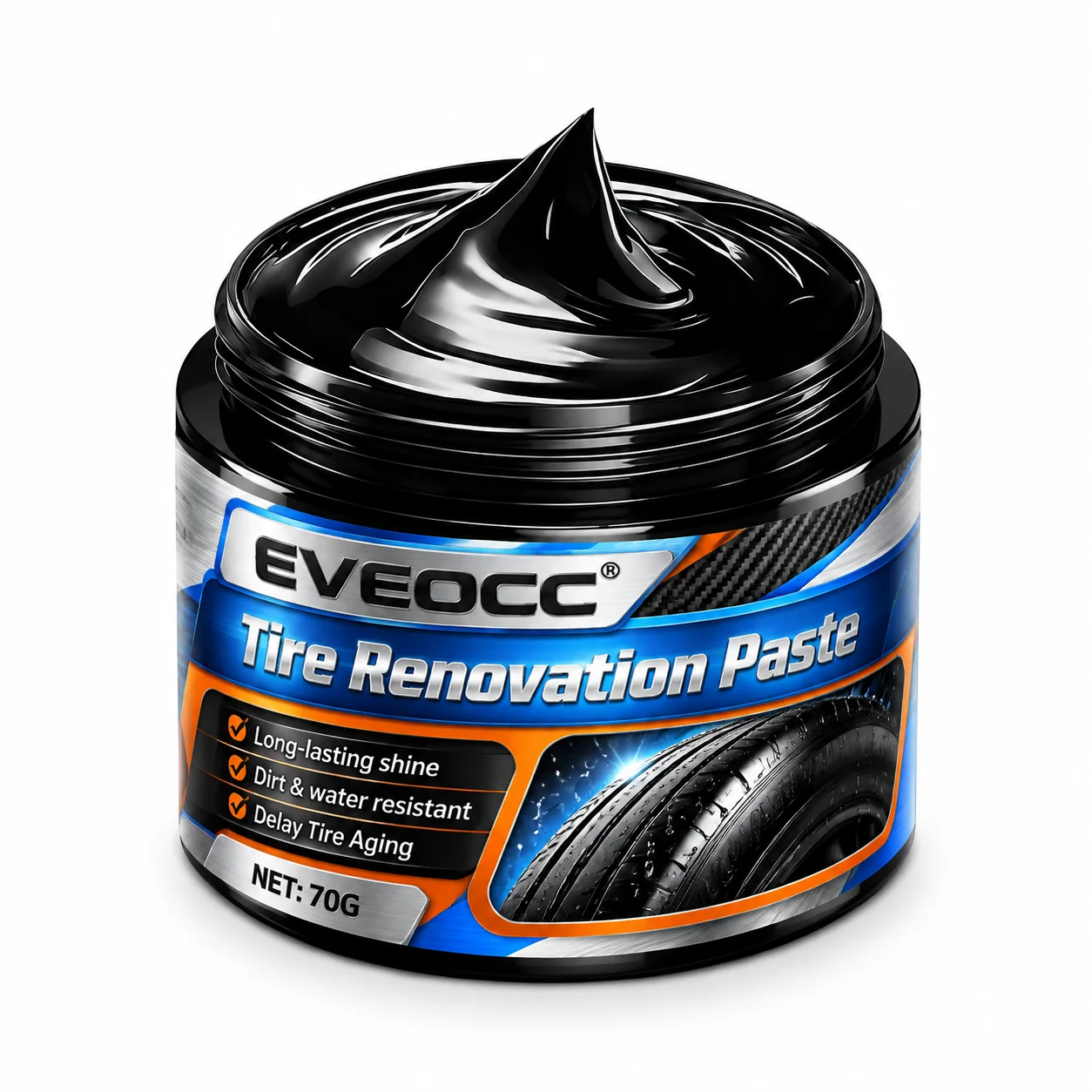 70g EVEOCC Tire Refurbish Paste Auto Tire Gloss Protective Paste Rubber Tire Care Anti Cracking Coating