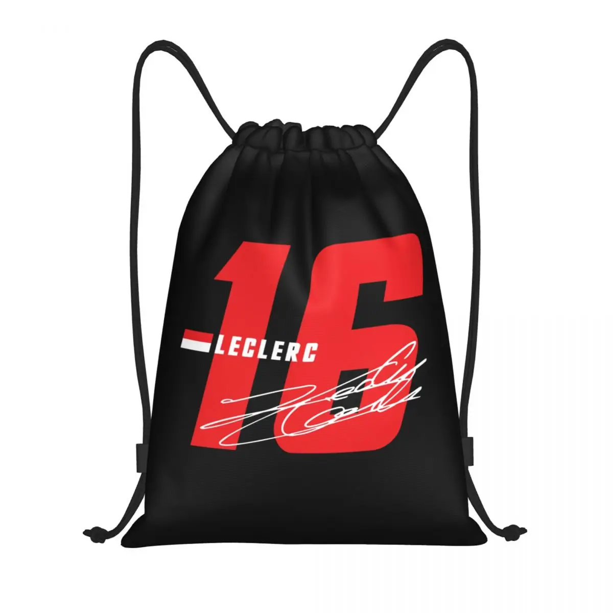 Custom Charles Leclerc 16 Signature Number Drawstring Bag Women Men Lightweight Sports Gym Storage Backpack