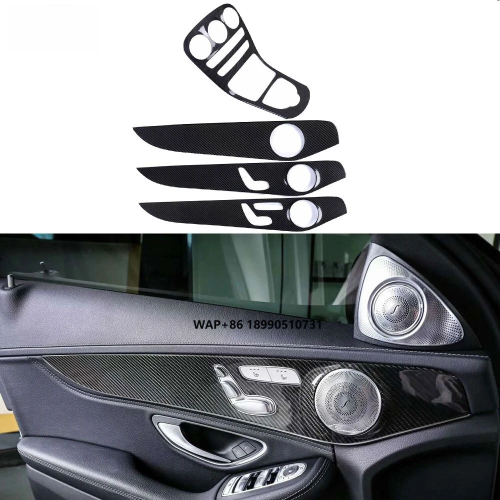 

6 PCS Dry Carbon Fiber Car Center Console Panel Trim Door Handle Interior Cover for Benz GLC Class X253 260 2016-2018 LHD