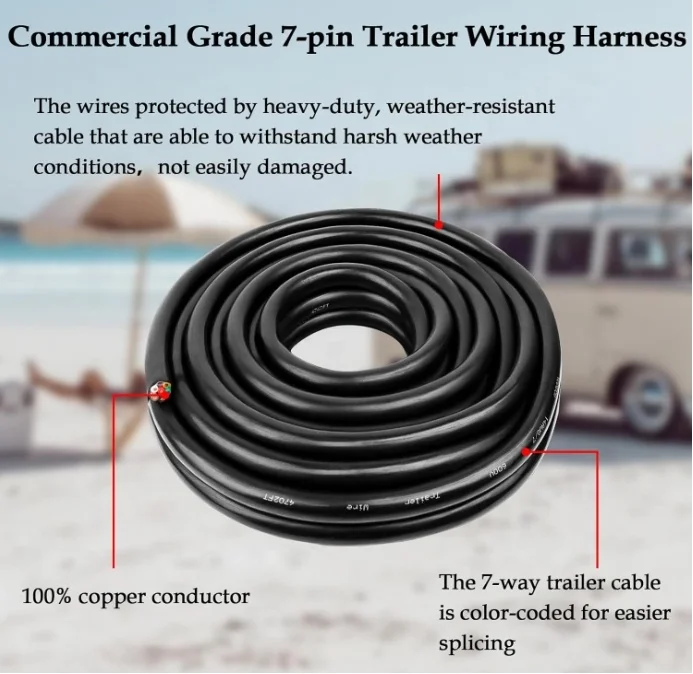 7Core PVC RVV Cable 7 Way Trailer Wire Heavy Duty  100% Pure Copper 7 Wire Trailer Cable Wiring Extension Cable