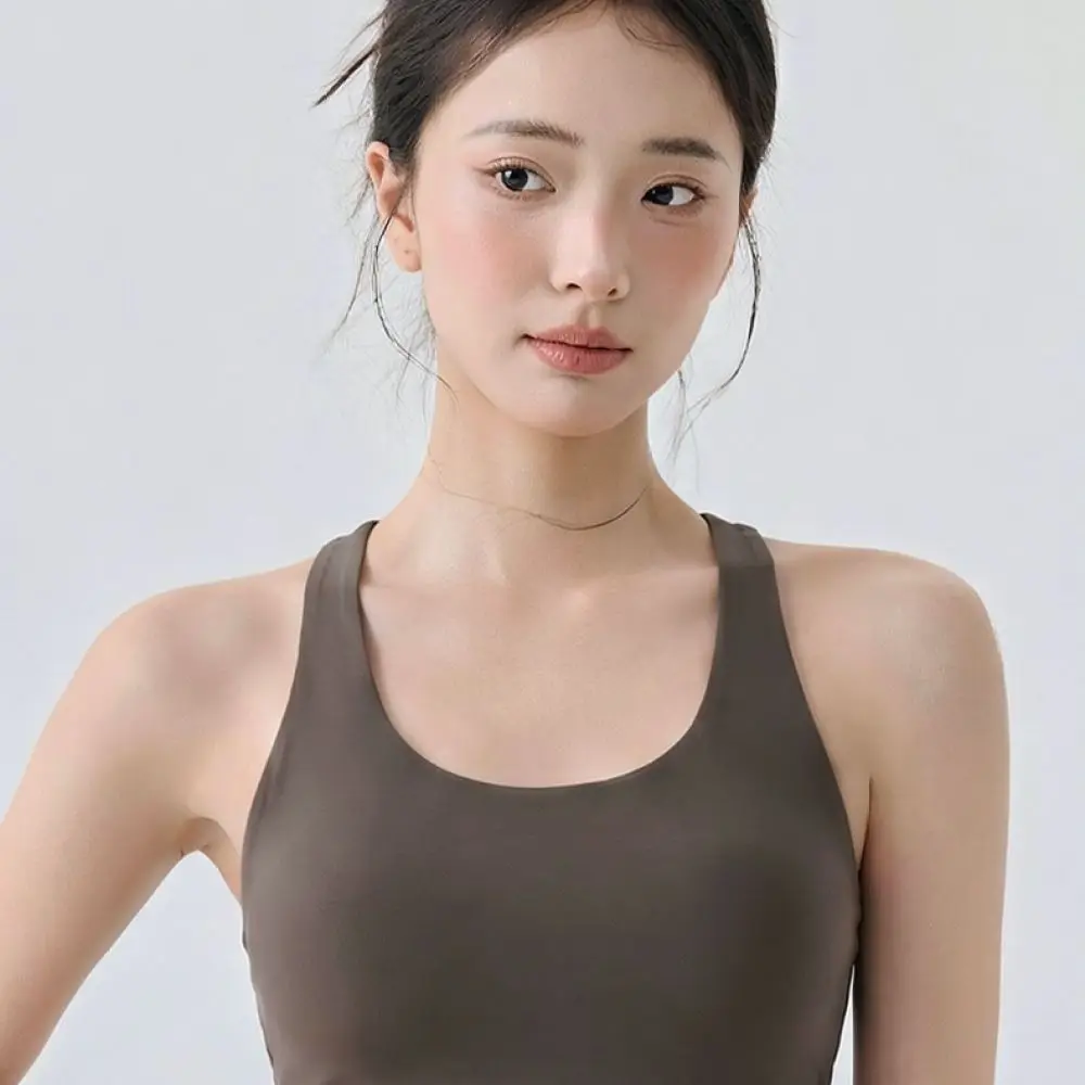 Womens Yoga Tank Top With Padded Bra Cooling Fabric Longline Sport Vest Slimming Gym Fitness Pilates Athletic Shirt