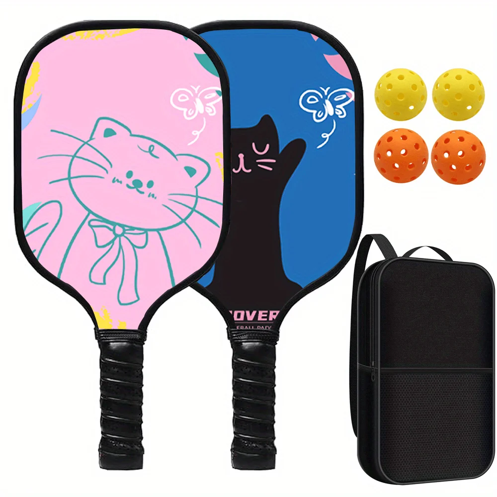 

Набор для пиклбола: 2 ракетки из стекловолокна с мячами и сумкой, легкие, с нескользящей рукояткой, для начинающих, для игры на открытом воздухе