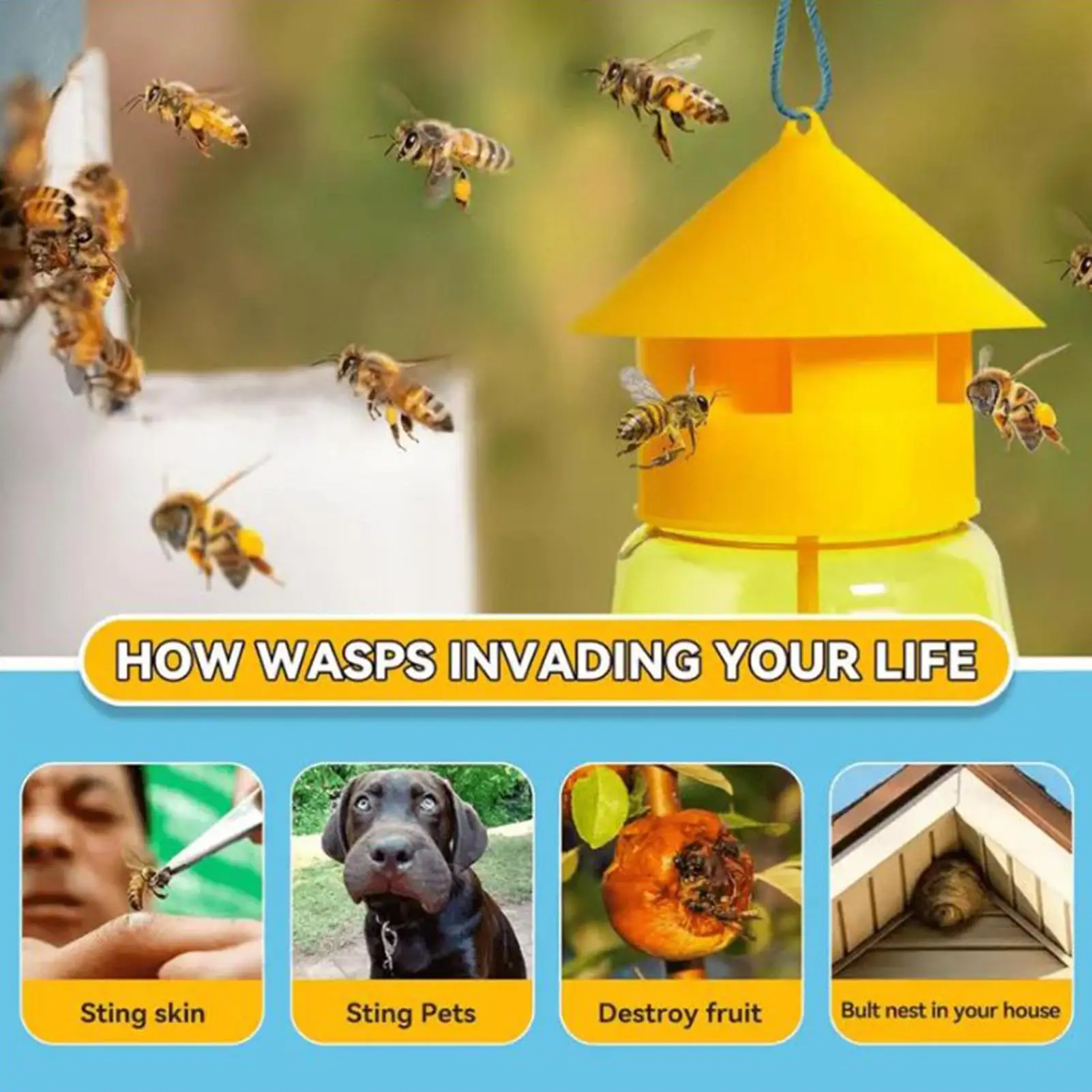 مصائد ذباب الفاكهة للداخل طعم الردع طويل الأمد خارج الفناء السائل الطعم فخ الذباب الفاكهة لنافذة الحمام المطبخ #2