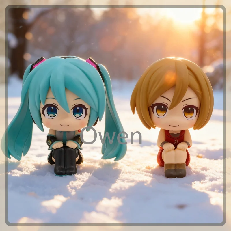 初音ミク＆meiko姉妹アニメアクションフィギュアセットキュートなうなずきpvcモデル、ボーカロイドデスクトップデコレーション、ファンへの誕生日プレゼント