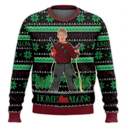 Merry Christmas alone at home Ugly Christmas sweater cartoon animation Men's pullover 2026 fashionable couple shirts Sweatshirt - Image 22