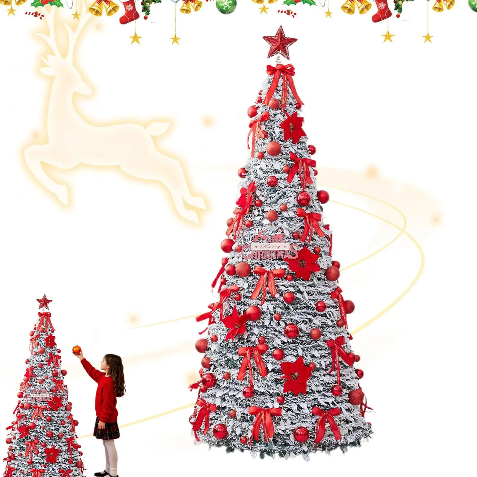 

Складная рождественская елка 1,65 м, искусственная рождественская елка без огней, карандашная рождественская елка, домашний декор на новый год