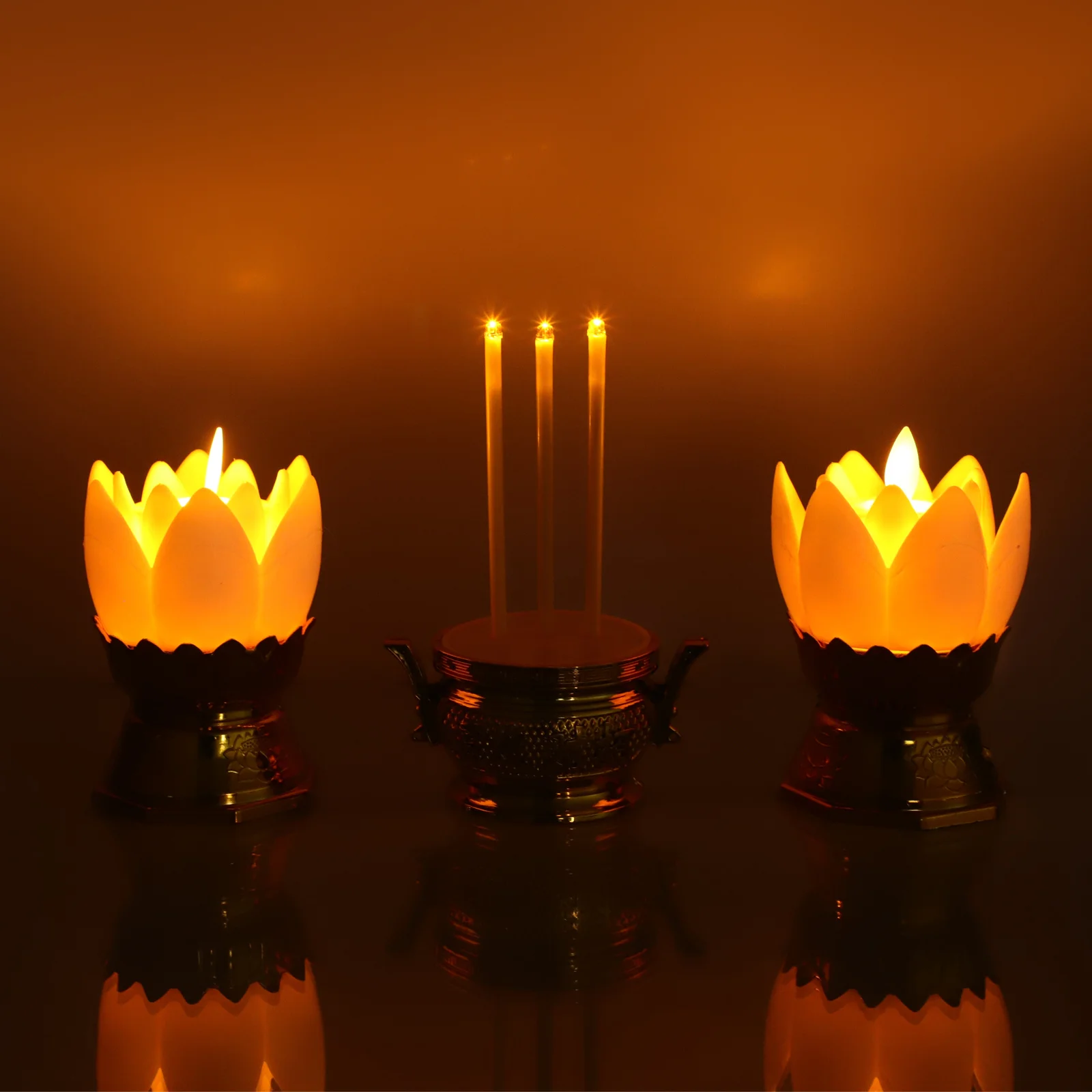 

1Set Electric Incense LED Light Lotus Flower Lamp Decorative Lighting Low Power Consumption Buddhist Supplies for Home Festival