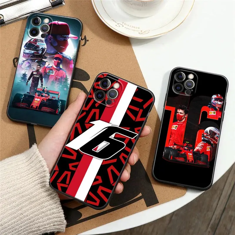 Case For iPhone 15 Pro Max Case for Apple iPhone 14 13 12 11 Pro Max Mini 8 7 Plus Silicone Case Cover Charles Leclerc Number 16