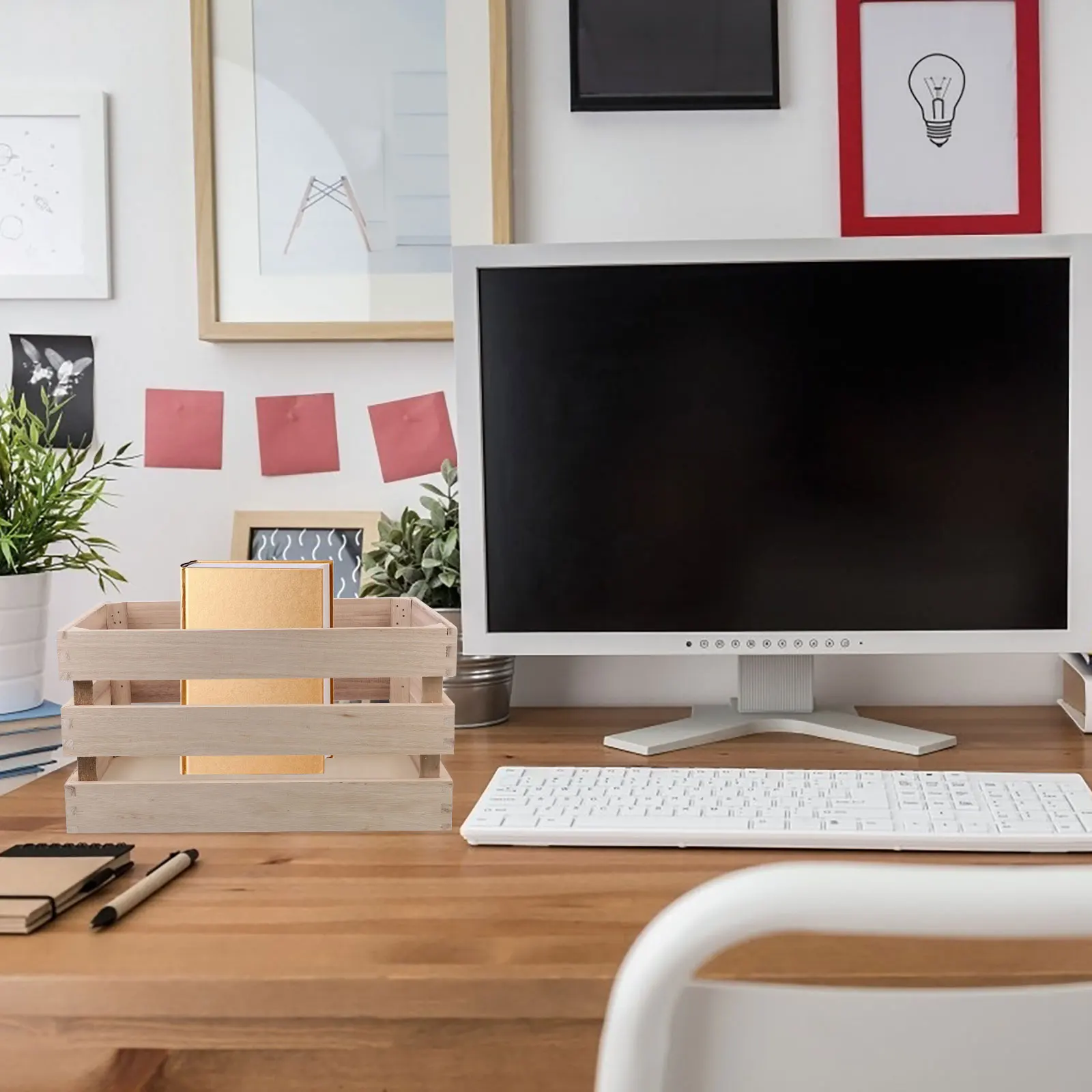 

1Pcs Wood Grain Storage Box Desktop Organizer for Pens Pencils Business Cards Mobile Phone Home Office Vanity Table Game Room