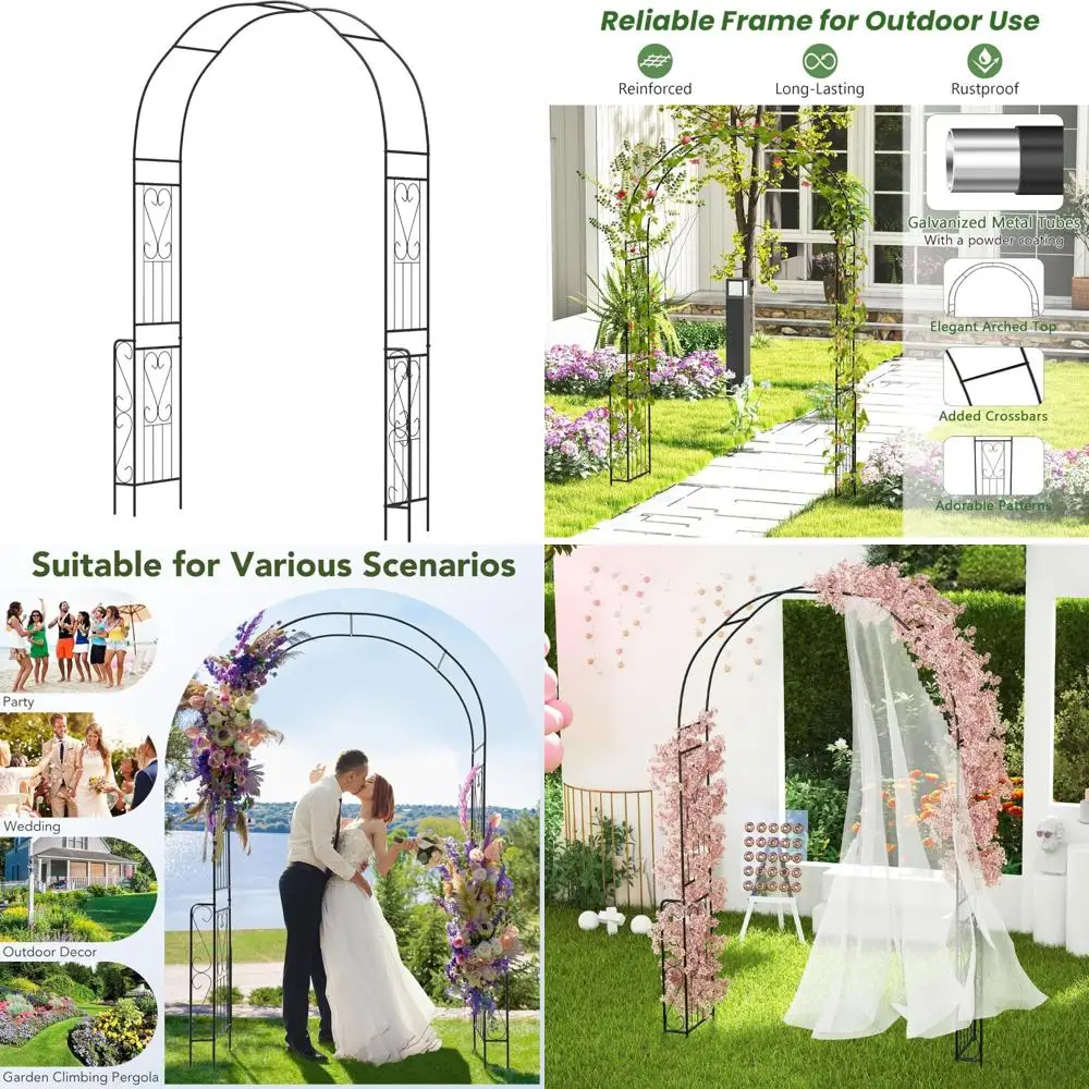 

Металлическая садовая решетчатая арка, пергола высотой 7,9 фута для вьющихся растений, роз и свадеб на открытом воздухе