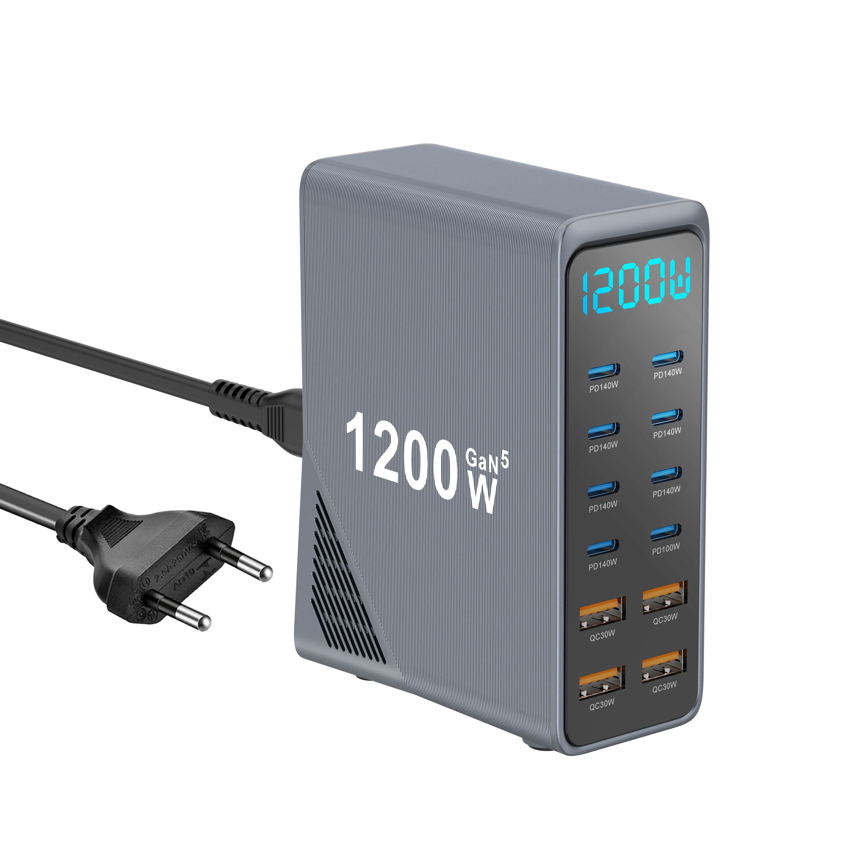 1200W GaN Desktop Charging Station Adapter PD3.1 USB Type C Hub 12-Port Fast Charger for MacBook iPhone 18 17 16 Samsung S25 - view 4