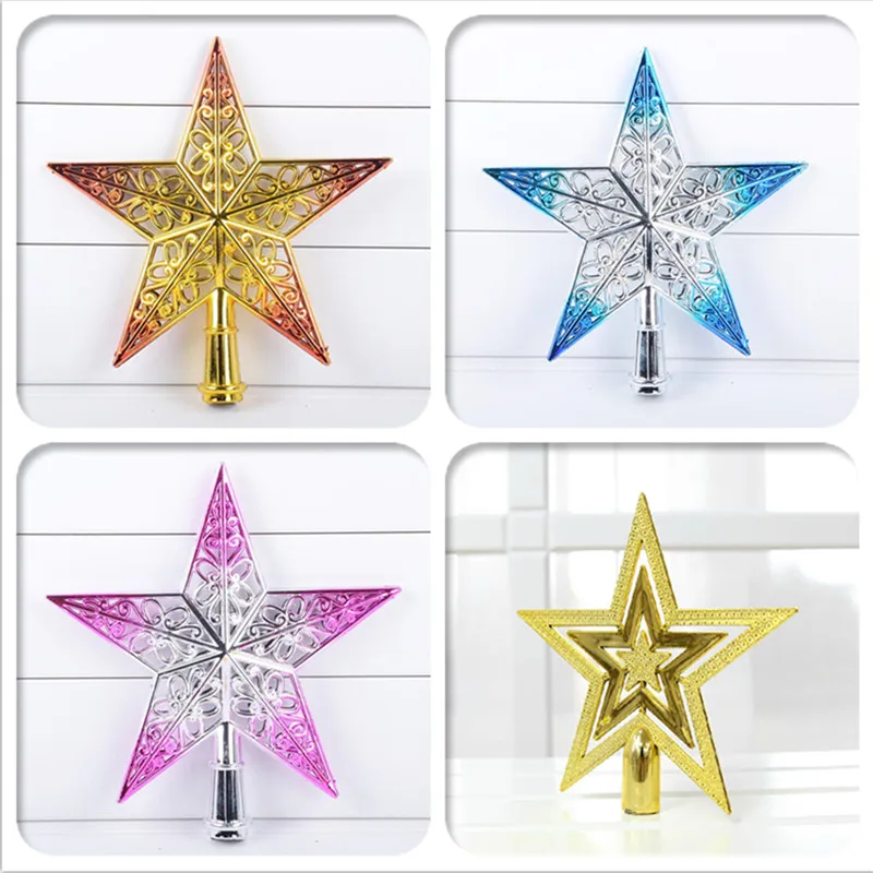 Hollow Star Tree Top Pendant Decor Multi Size Ornament For Christmas Tree Store Window Indoor Shooting Scene Props