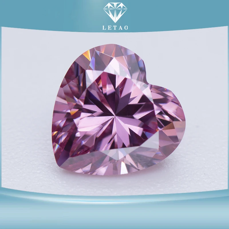 

Moissanite Stone Heart Cutting Pink Color Gemstones Lab Grown Advanced Jewelry Making Materials Diamond with GRA Certificate