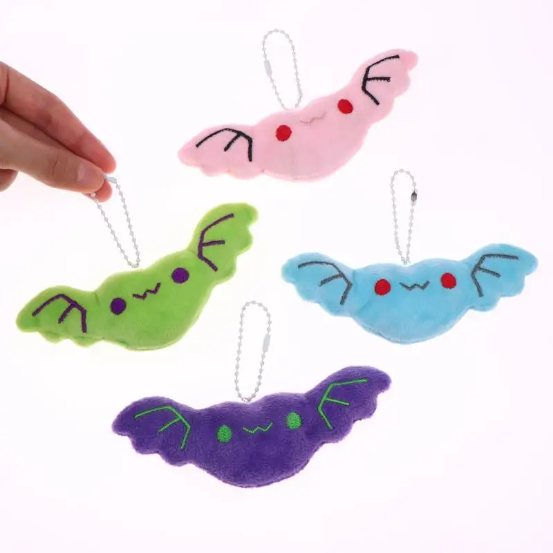 2 uds Mini llavero de felpa en forma de murciélago llavero de Animal relleno suave accesorio bolsa decoración para Halloween regalo de cumpleaños para niños