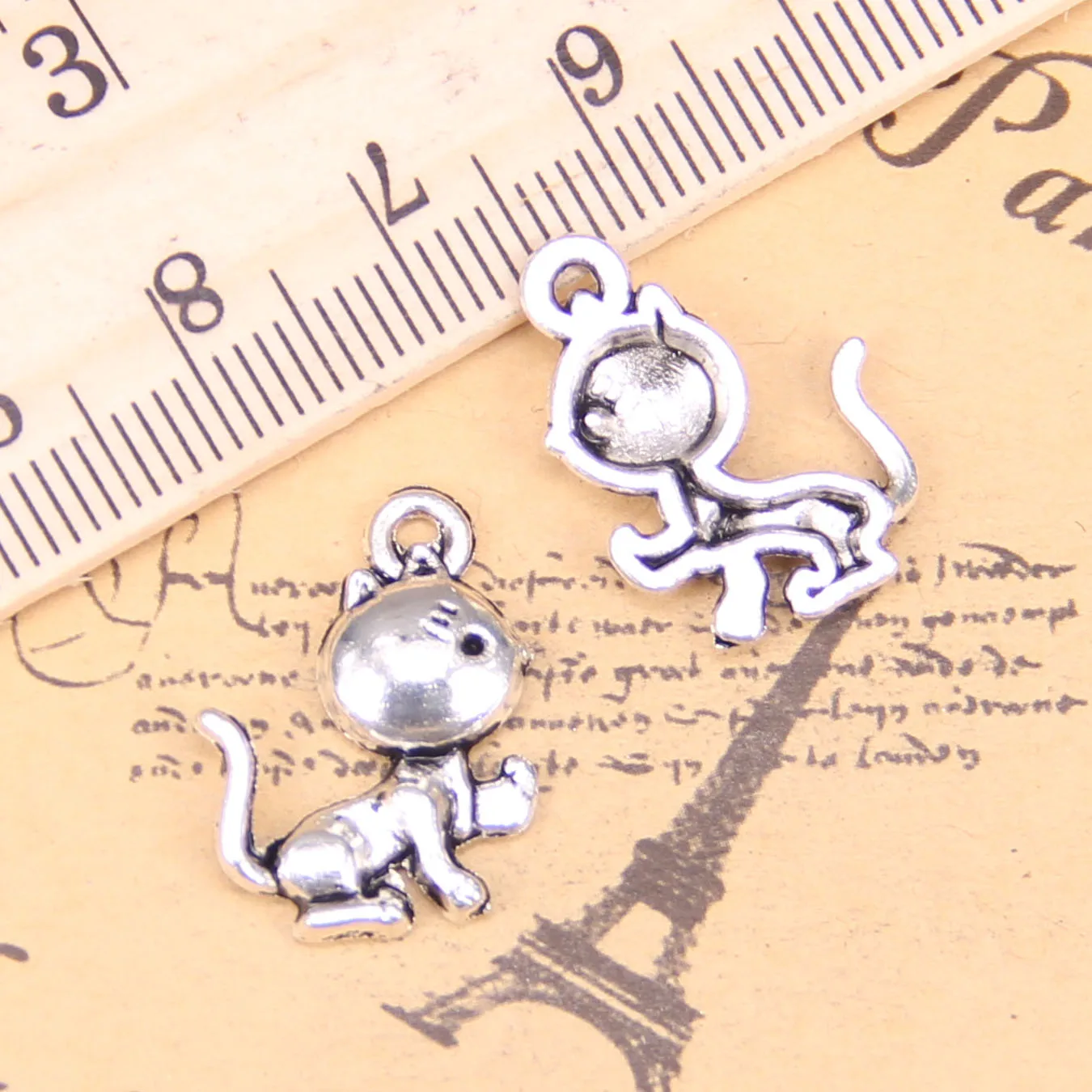 120pcs Jewelry Charms cat 21x15mm Antique Silver Plated Pendants Making DIY Handmade Tibetan Silver Jewelry