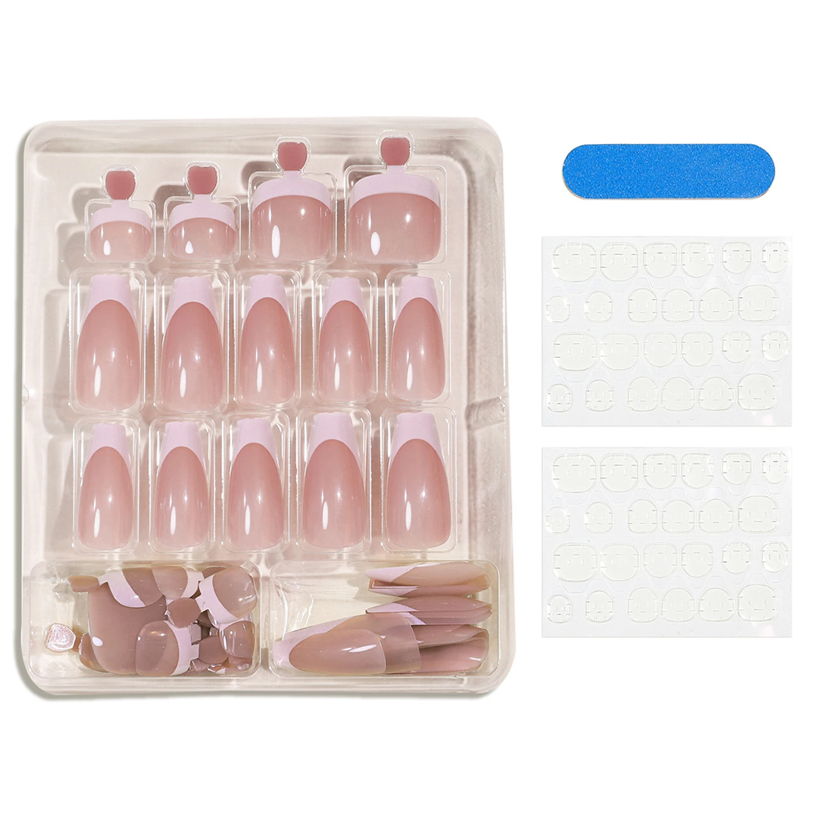 Pink with White Tip Fake Nail Toenails with Harmless and Smooth Edge Nails for Stage Performance Wear