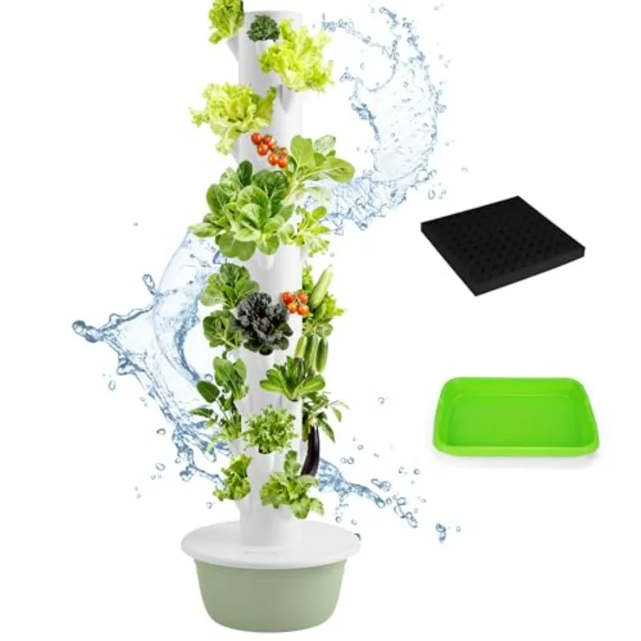 

Vertical Hydroponic Growing System Indoor Outdoor Herb Garden Tower 40 Plant Pods with Timer Smart Automated Hydroponic System