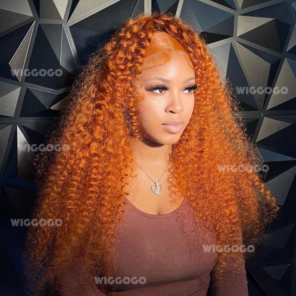 30 36 بوصة مجعد الزنجبيل باروكة من شعر طبيعي 13X6 موجة عميقة شعر مستعار أمامي 13X4 البرازيلي Hd الدانتيل الجبهة 350 الملونة قبل قطعها الباروكات