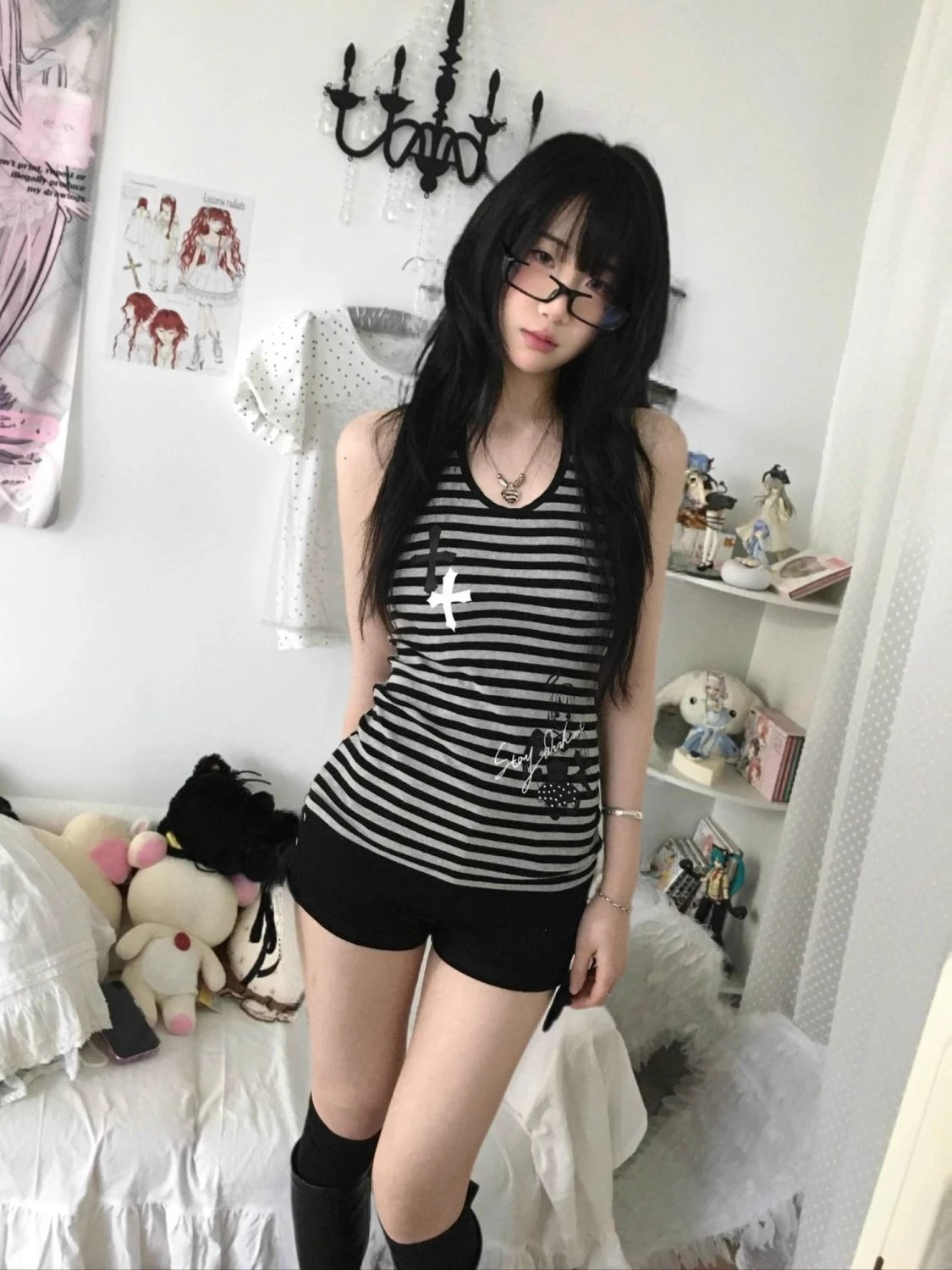 Summer Japanese Striped Vest Women Sleeveless Y2k Crop Top Sexy Subculture Harajuku T-shirts Female American Vintage Tees Chic