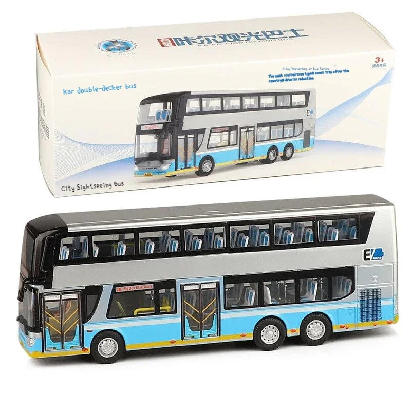 1 / 42 New Energy Bus Alloy Double-decker Bus Model Bus Toys Glide Sound And Light Toys