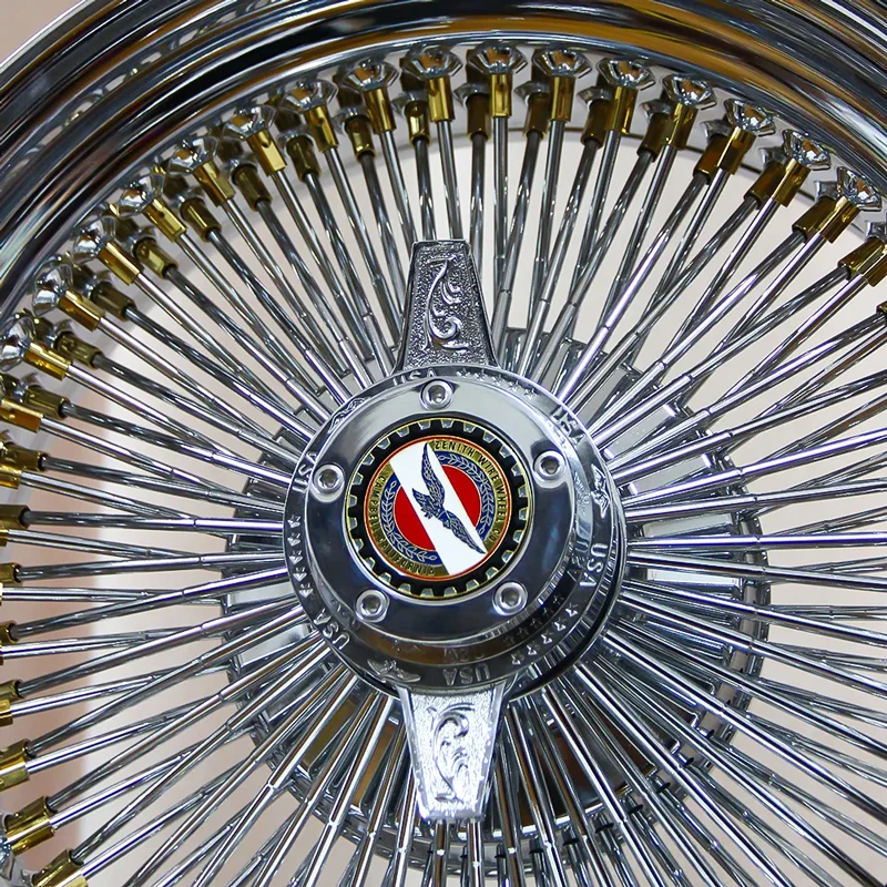 سلك عجلات كروم مع ضربة ورقاقة الحلمة الذهبية 13 14x7 15x7 15x10 16x8 17x8 17x9 بوصة النمط القياسي تكلم سلك الحافات