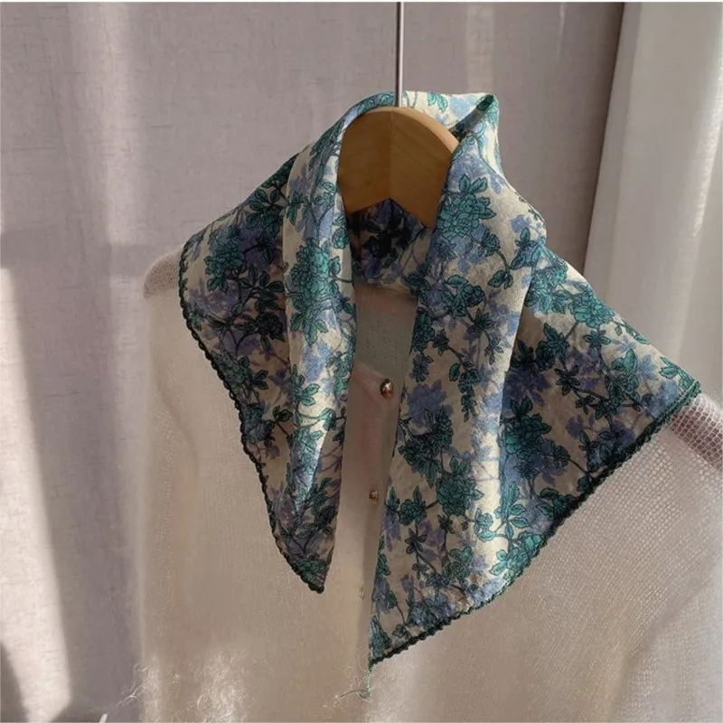 

Johnature 2025 новый четырехсезонный печатный маленький квадратный шарф женский универсальный защита шеи декоративный принт японский шарф 17 цветов