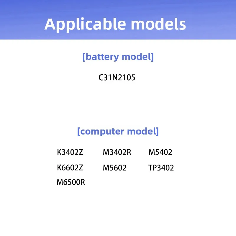 C31N2105 Laptop Battery for Asus Vivobook K3502Z K3402Z X1403ZA M3402R UX3404V 11.61V  Li-ion Battery