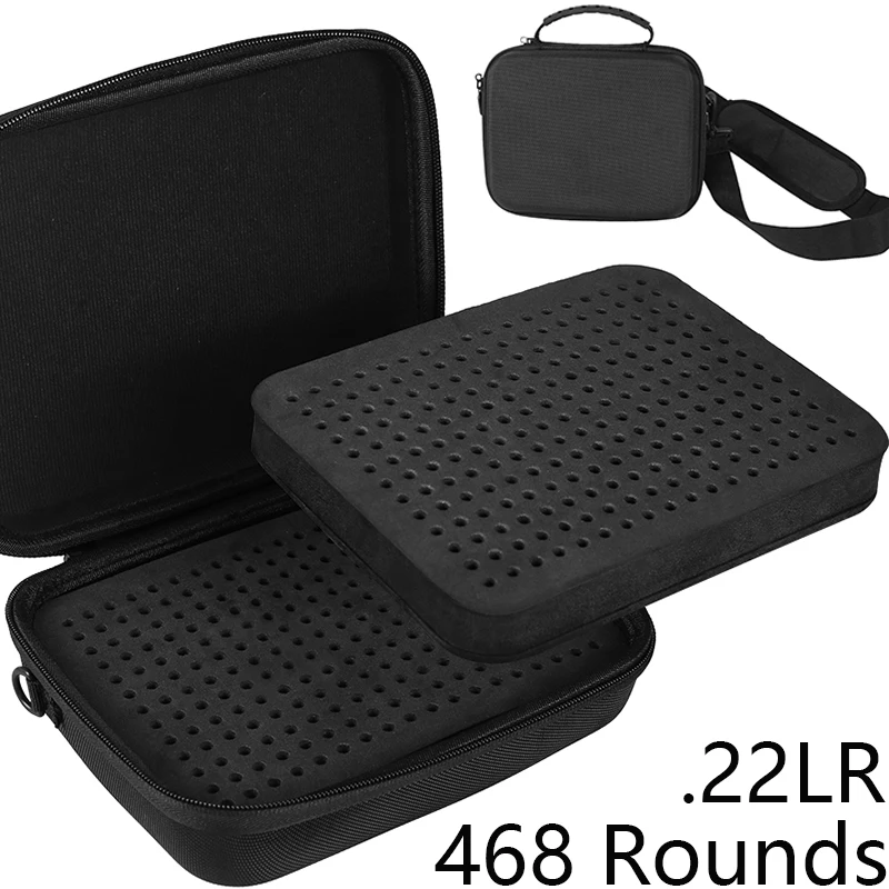 .22LR Ammunition Box Ammo Storage 468Rounds Double Layer Bullet Holder Cartridge Case Portable Shoulder Bag for Hunting Shooting