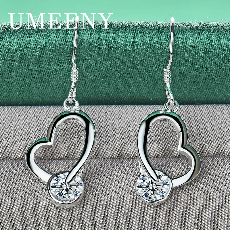 

Elegant 925 Sterling Silver 30MM Exquisite Heart Shaped Zirconia Earrings for Women Charm Jewelry Wedding Party Gift Simple