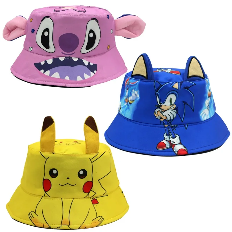 Cartoon Anime Stitch Cute Children Fisherman Hat Kawaii Autumn Winter Windproof and Warm Hat Sunshade Hat Children Birthday Gift