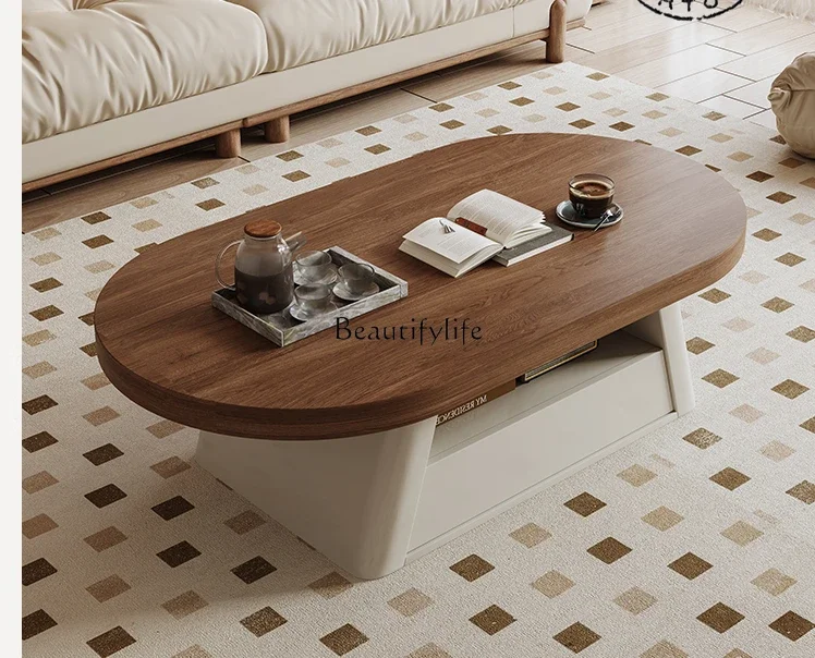 

FG10Chinese Style TV Cabinet and Tea Table Combination Retro New Chinese Retractable TV Cabinet Walnut Color