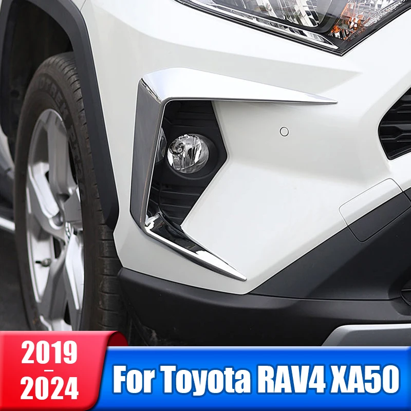 Car Front Fog Lamp Eyebrow Spoiler Wind Knife Blade Cover For Toyota RAV4 XA50 2019 2020 2021 2022 2023 2024 Hybrid Accessories