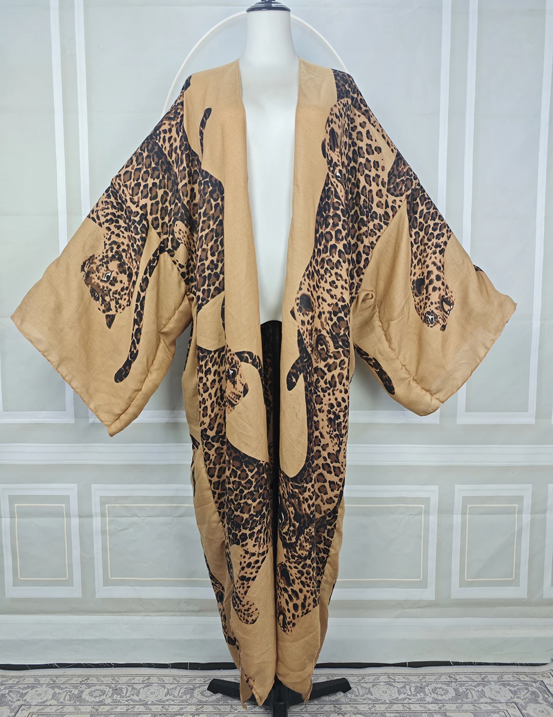 

Африканские женские осенние длинные тряпки, модные свободные кимоно с животным принтом, европейская женская пляжная одежда, прикрытие, мусульманские кардиганы на Рамадан