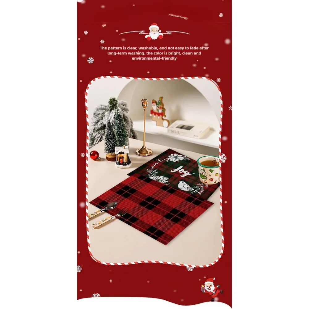 

Модный новый рождественский льняной принт, подставка для столовых приборов, праздничное украшение для ресторана, изолированный коврик в стиле вестерн