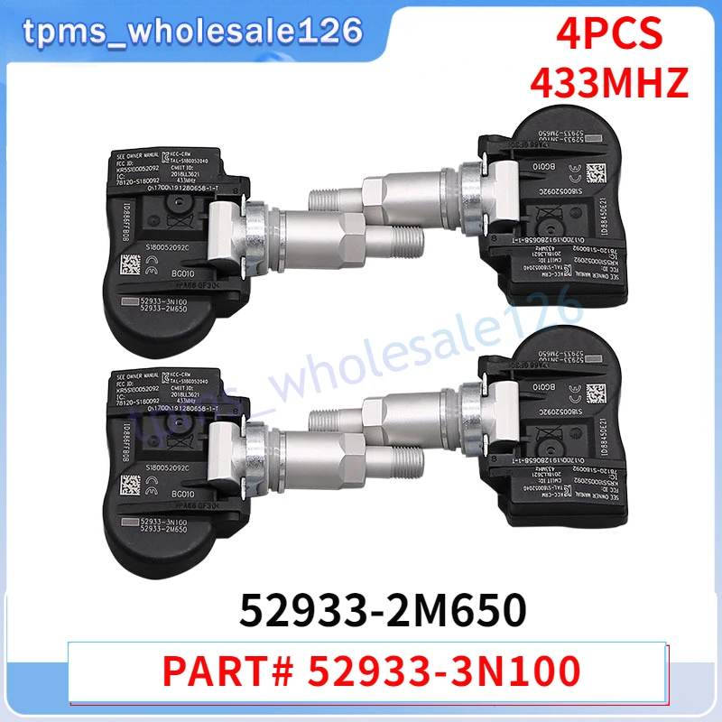 

Система контроля давления в шинах 52933-3N100 52933-2M650 TPMS датчик 4 шт. для Hyundai Genesis Sonata Kia Ceed Optima Sorento 433 МГц