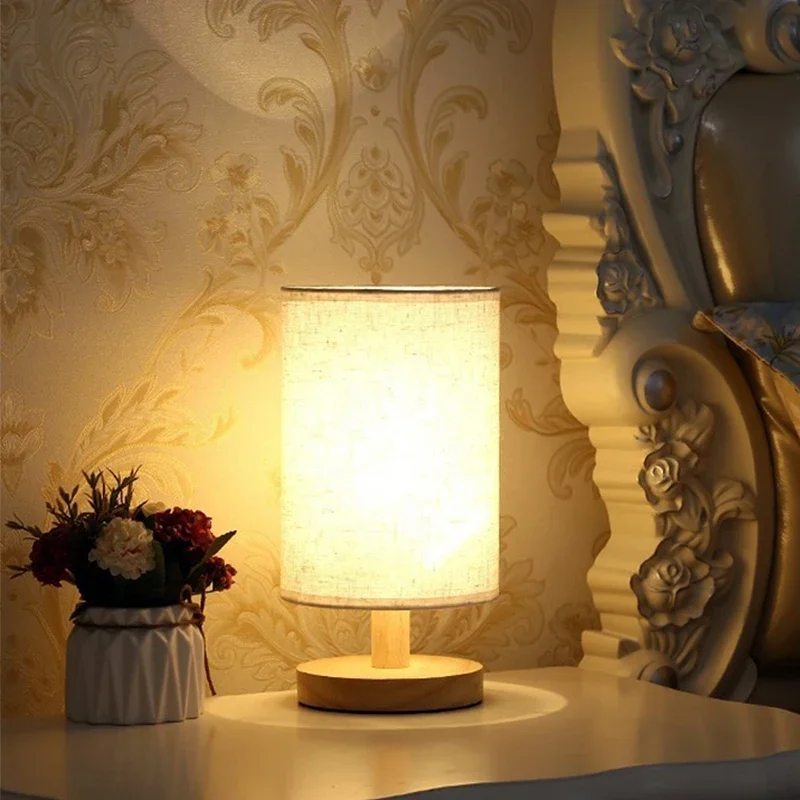 Table Lamps Simple Chinese Style Decoration Lamp Dimmable USB Plug Night Light Fabric Lampshade Bedroom Bedside Lighting