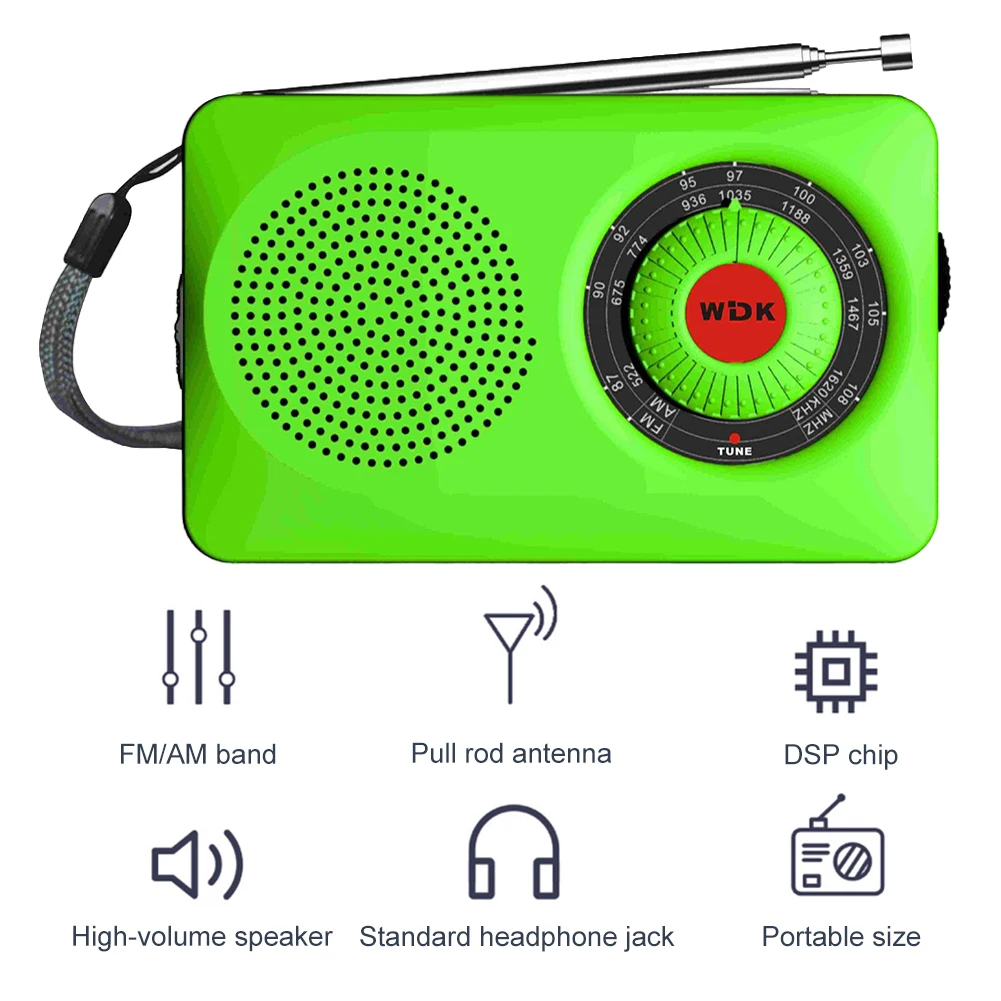 Radio AM FM Antena telescópica Radio de bolsillo con altavoz Jack para auriculares Mini Radio para uso en interiores, exteriores y emergencias