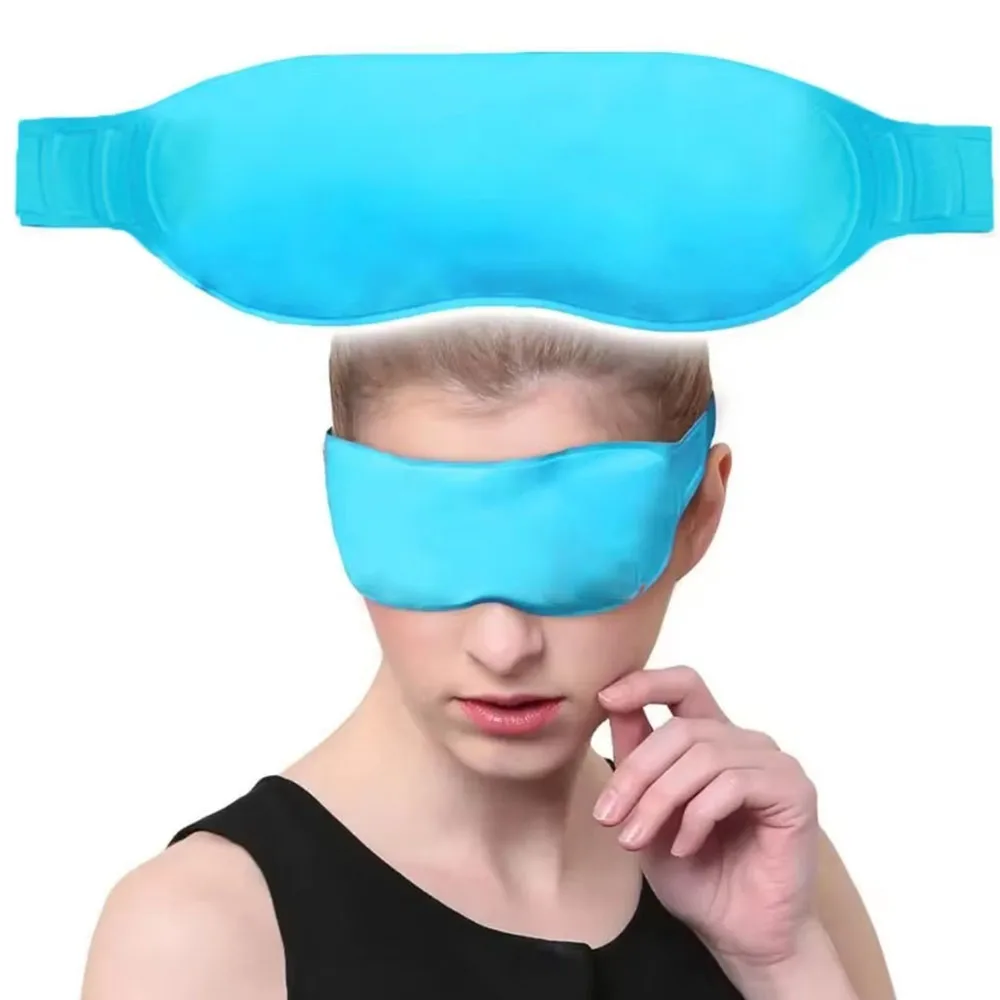 FANDAO Gel Eye Mask With Adjustable Strap Skin-Friendly Cold Hot Gel Mask For Blocking Light Pain Relief Dark Circles Puffiness